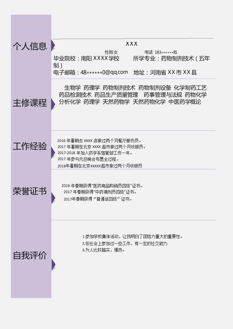5934_医药制造技术相关专业毕业生求职简历模板  - 医疗护理简历模板